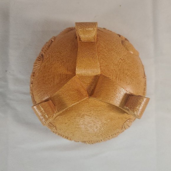 Vintage FTDA Made in USA Wood Resin Footed Bowl Pot Gourd Vine Leaf Design Fall - Picture 6 of 13